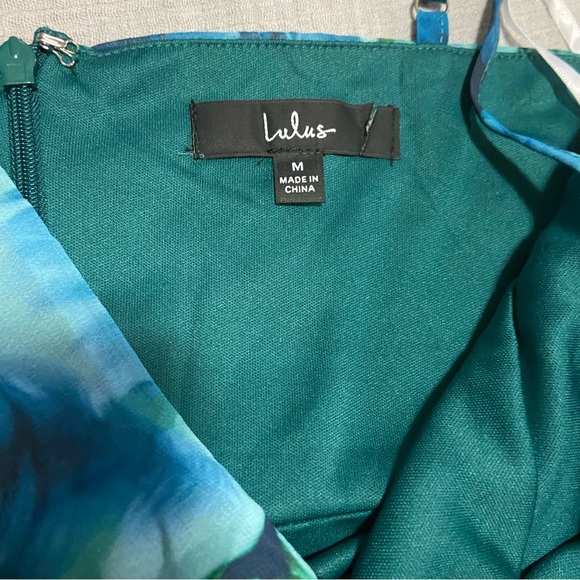 NWOT Lulus Beautiful Soul Teal Green Floral Print Twist-Front Maxi Dress - Picture 4 of 9